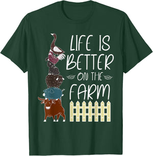Life is better on the Farm Cute Animal Friends, Farm Girl T-Shirt - T-Shirt | Forest