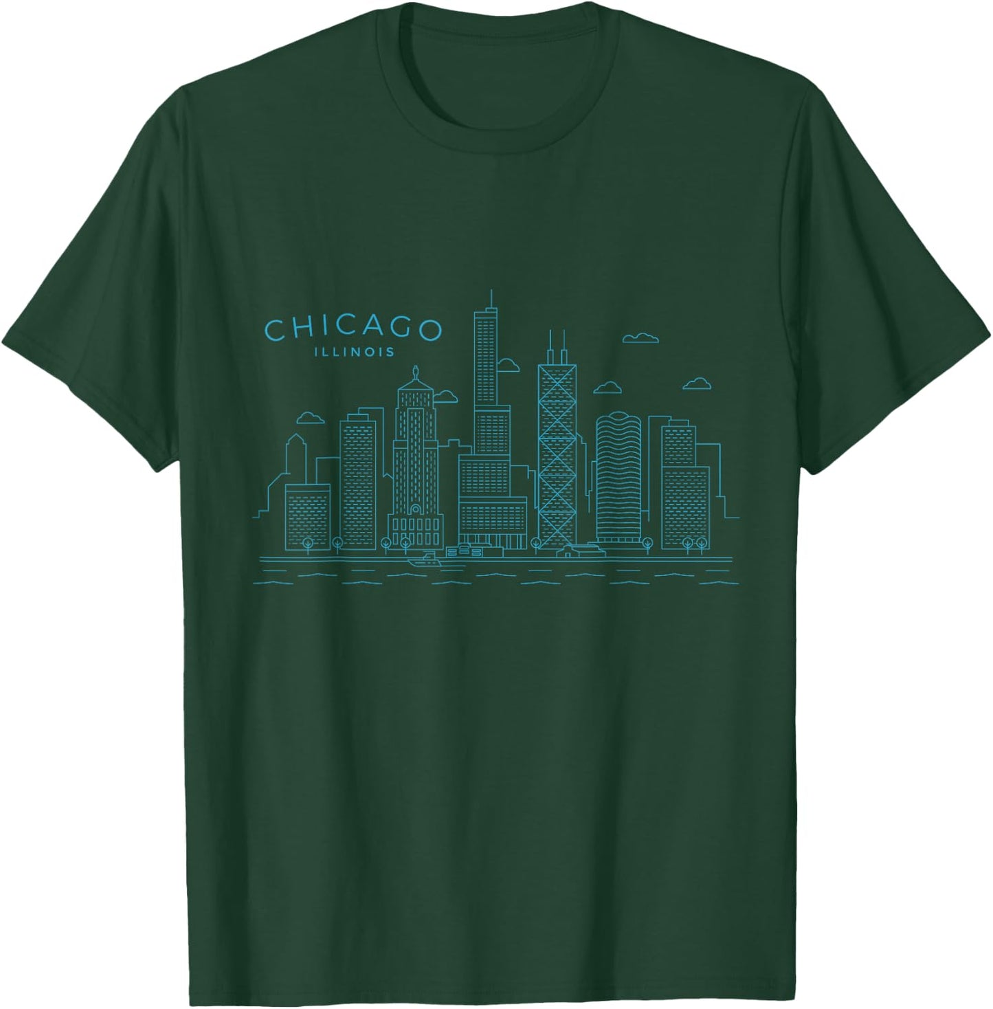 Chicago Skyline Vintage Chicago Illinois T-Shirt - T-Shirt | Forest