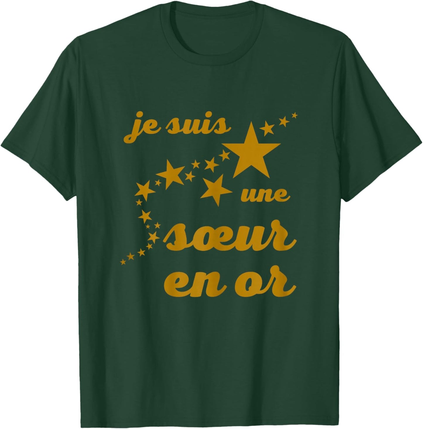 I am A Sister in Gold Fringed Gift Family Birthday , Black T-Shirt - T-Shirt | Forest