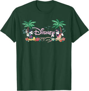 Disney Mickey & Minnie Tropical Island Vacation Script Logo T-Shirt - T-Shirt | Forest