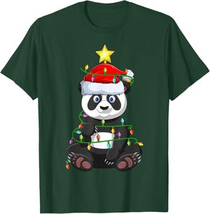 Panda Xmas Tree Lighting Santa Panda Christmas T-Shirt - T-Shirt | Forest