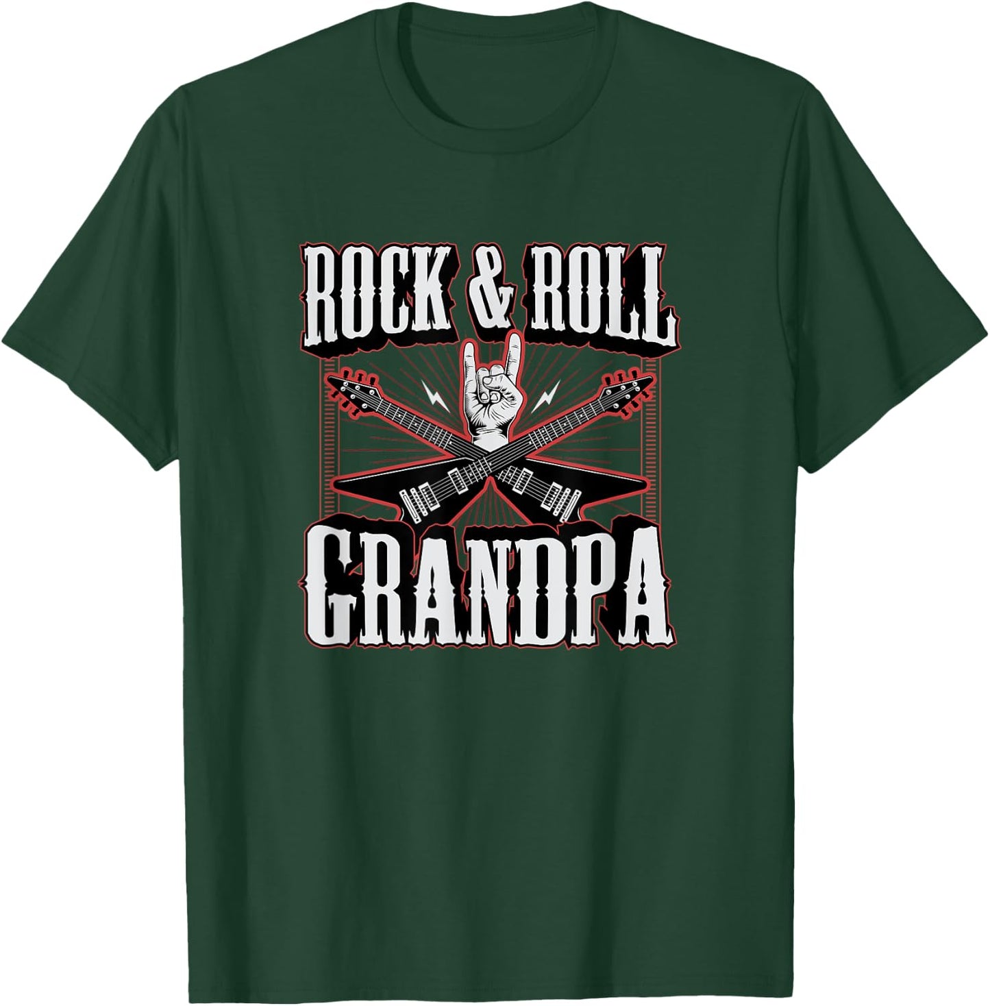 Rock and Roll Grandpa Vintage Guitar Musician Music Lover T-Shirt - T-Shirt | Forest