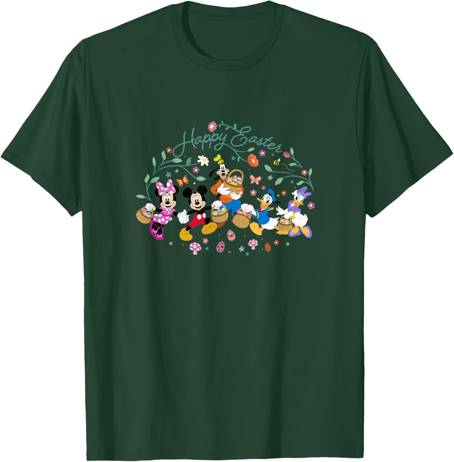 Disney Mickey And Friends Happy Easter Spring Floral Holiday T-Shirt - T-Shirt | Forest