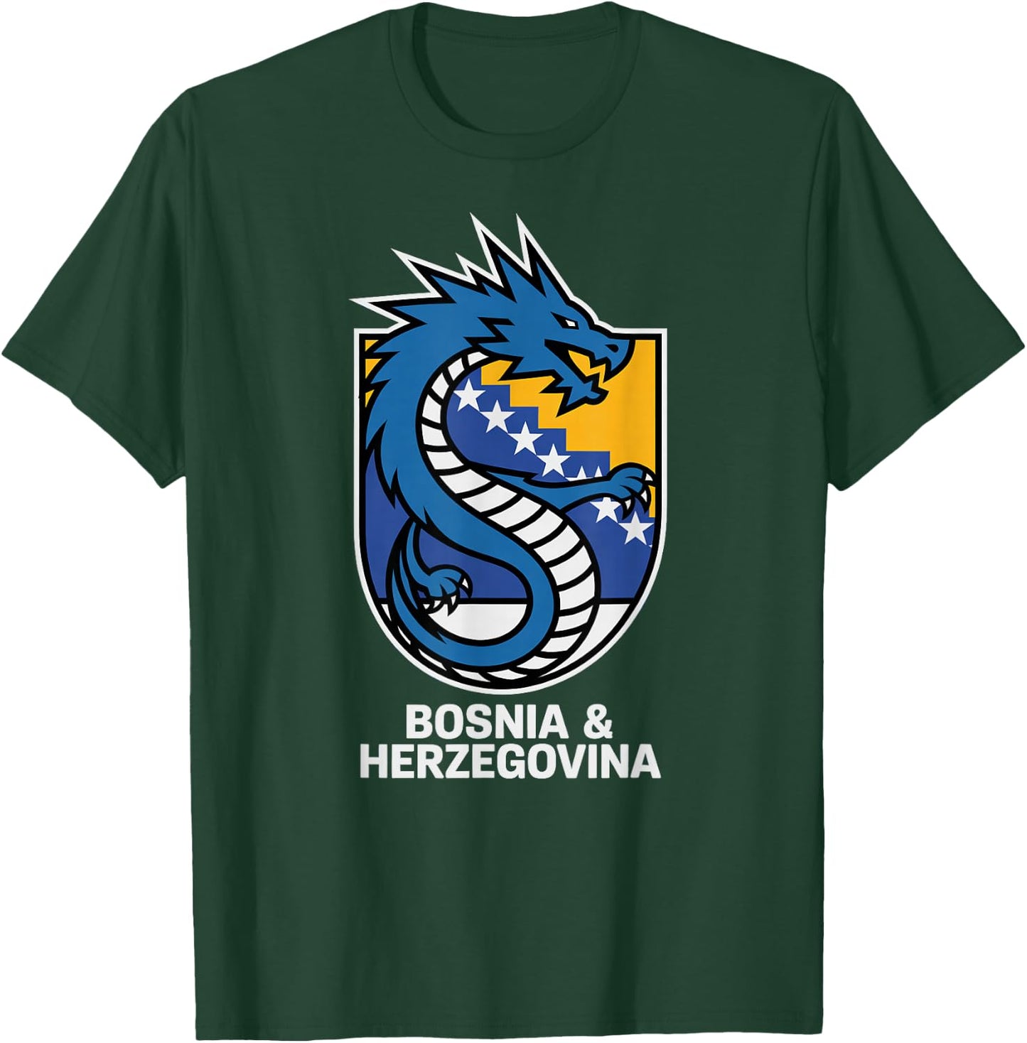 Proud Dragon Bosnia Herzegovina Country Favorite Cheer Flag T-Shirt - T-Shirt | Forest
