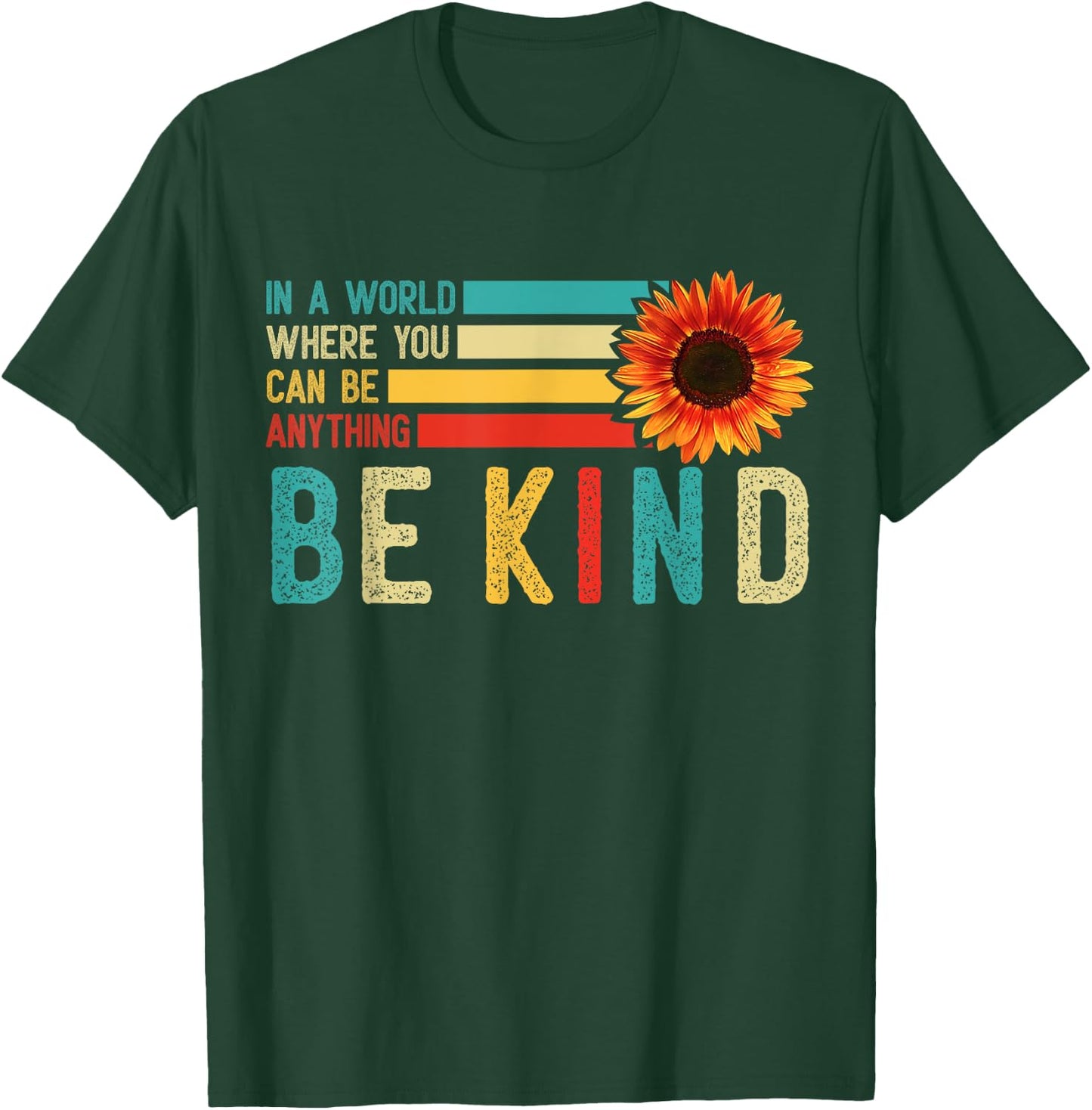 Sunflower Be Kind World Kindness Day Retro Teachers Students T-Shirt - T-Shirt | Forest