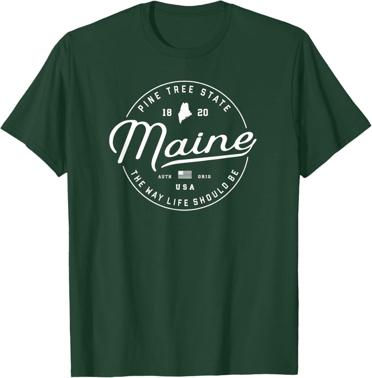 Maine , US State Travel Vacation Shirts ME USA T-Shirt - T-Shirt | Forest