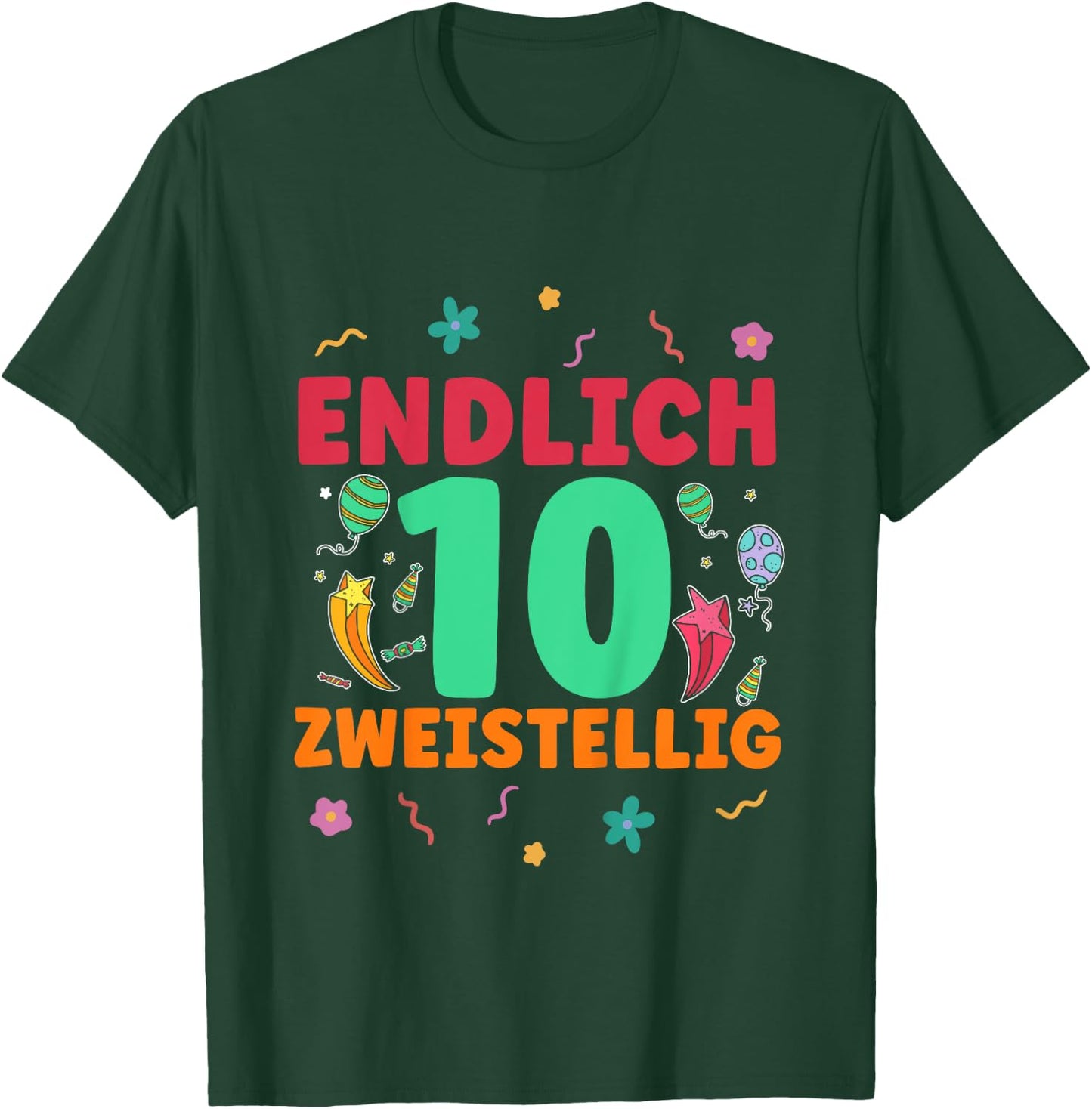 Children's 10th Birthday Finally Two-Digit Boy Girl 10 Years , black, 80 T-Shirt - T-Shirt | Forest