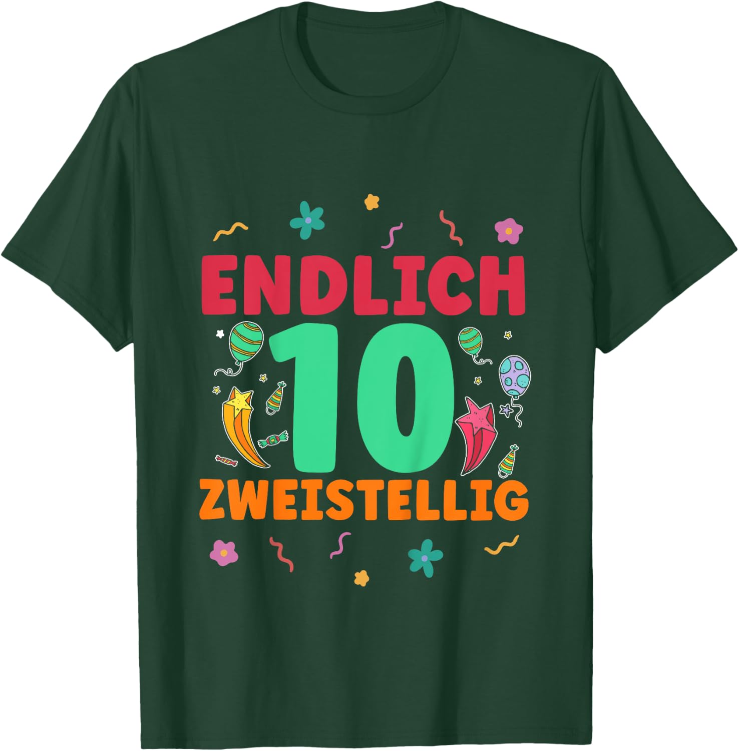 Children's 10th Birthday Finally Two-Digit Boy Girl 10 Years , black, 80 T-Shirt - T-Shirt | Forest
