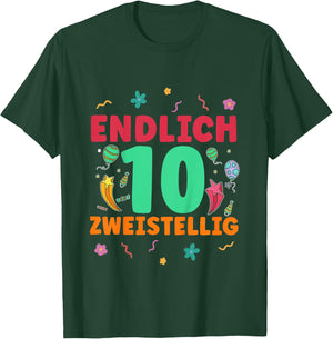 Children's 10th Birthday Finally Two-Digit Boy Girl 10 Years , black, 80 T-Shirt - T-Shirt | Forest