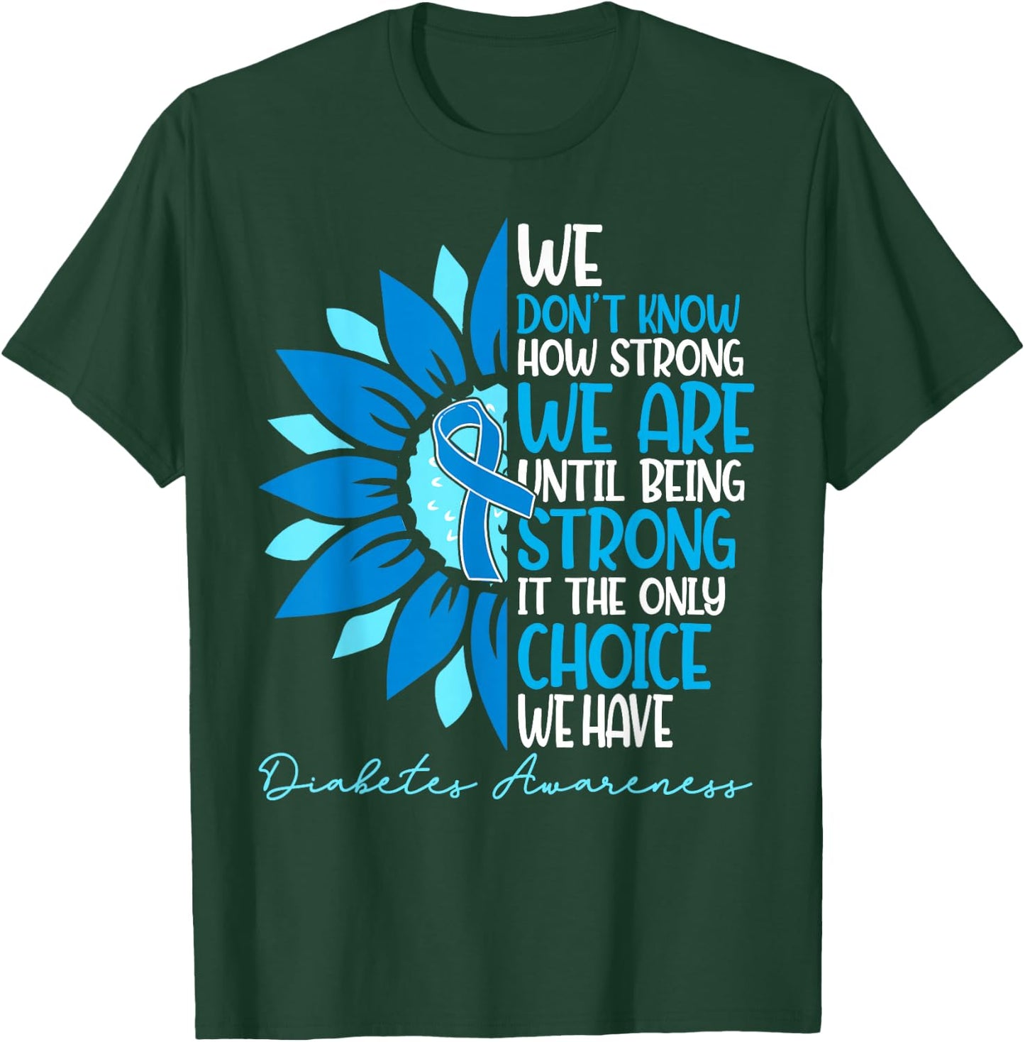 Sunflower Ribbon Blue Support Squad Diabetes Awareness T1D T-Shirt - T-Shirt | Forest