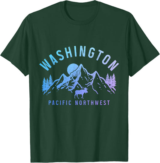 Washington Moose Hiking Nature PNW T-Shirt - T-Shirt | Forest