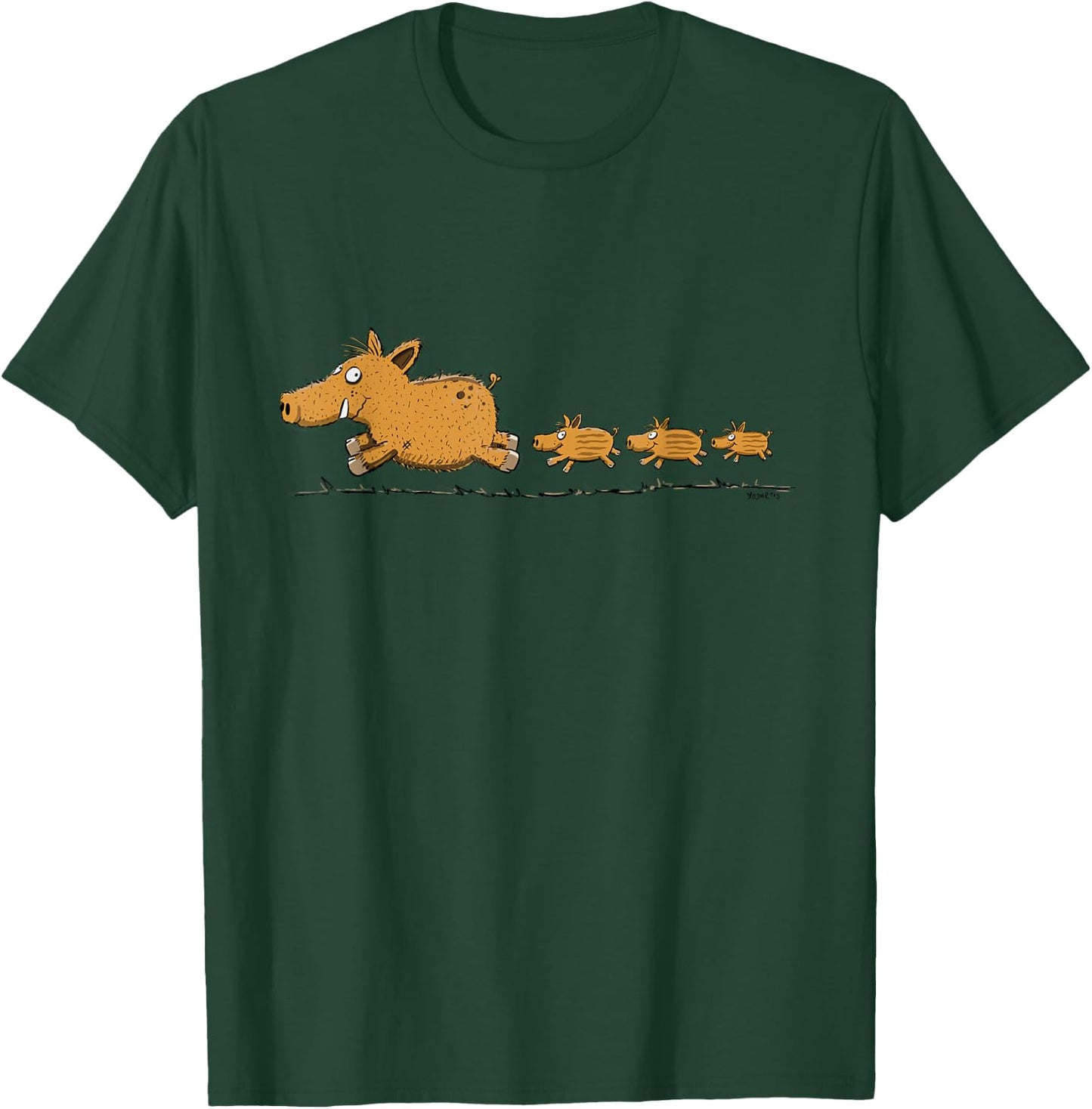 Lustiges Wildschwein Motiv mit Frischlingen Cartoon Waldtier T-Shirt - T-Shirt | Forest