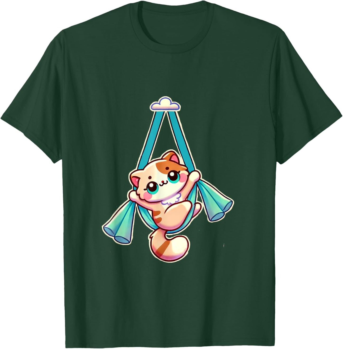 AD Designs Hang In There Aerial Kitty Aerialist Cat Silks T-Shirt - T-Shirt | Forest