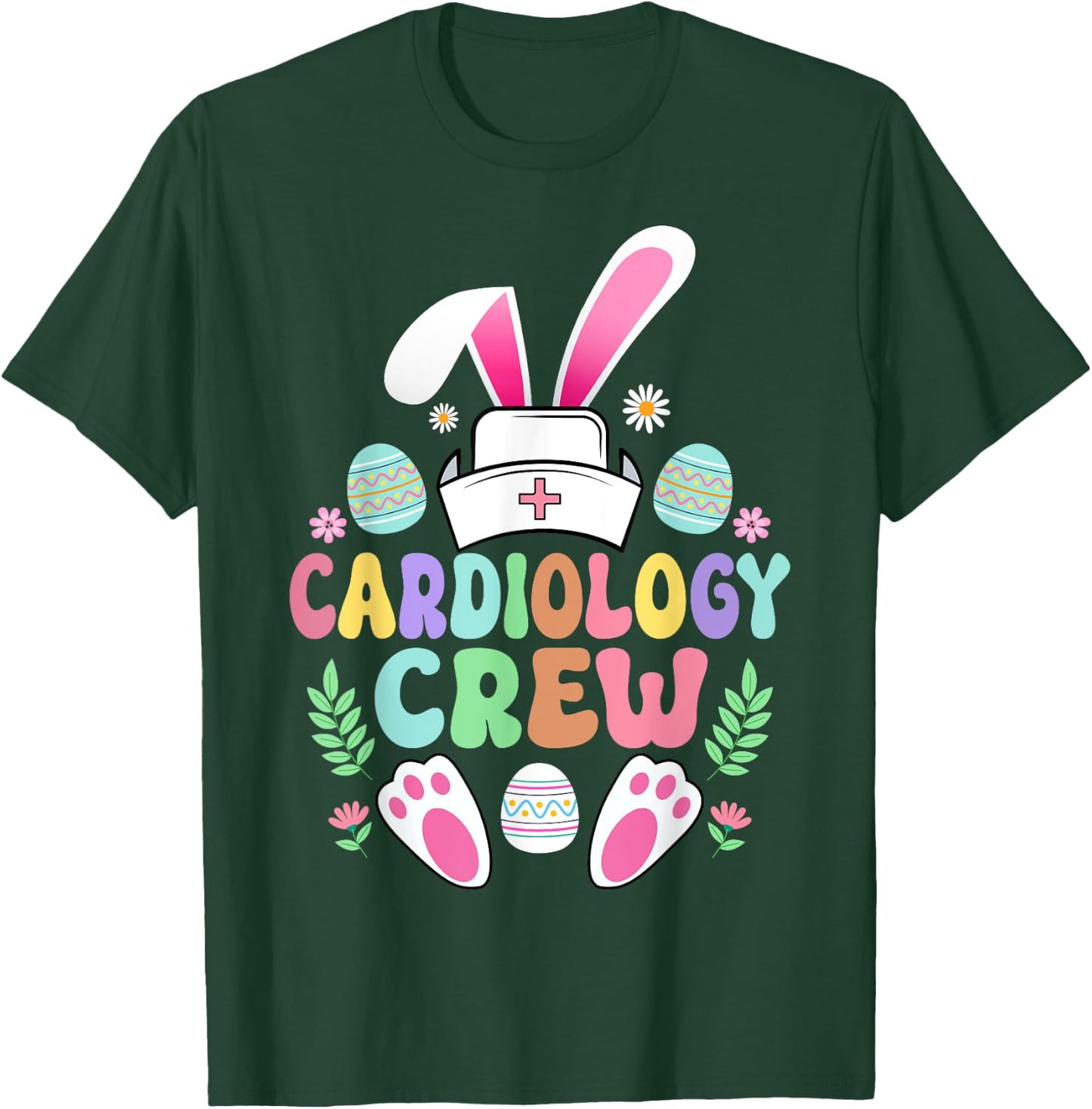 Cardiology Crew Easter Bunny Cardiac Nurse Happy Easter Day T-Shirt - T-Shirt | Forest