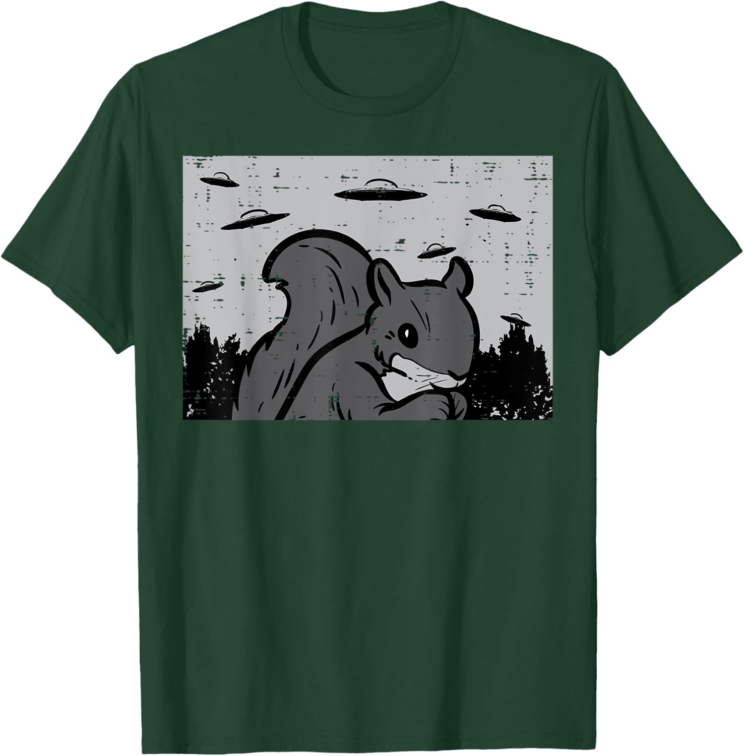 Squirrel UFOs Alien Vintage Animal Rodent Men Women Kids T-Shirt - T-Shirt | Forest