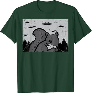 Squirrel UFOs Alien Vintage Animal Rodent Men Women Kids T-Shirt - T-Shirt | Forest