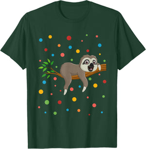 Dot Day Shirt Polka Dots Sloth Kids Boys Girls Youths T-Shirt - T-Shirt | Forest