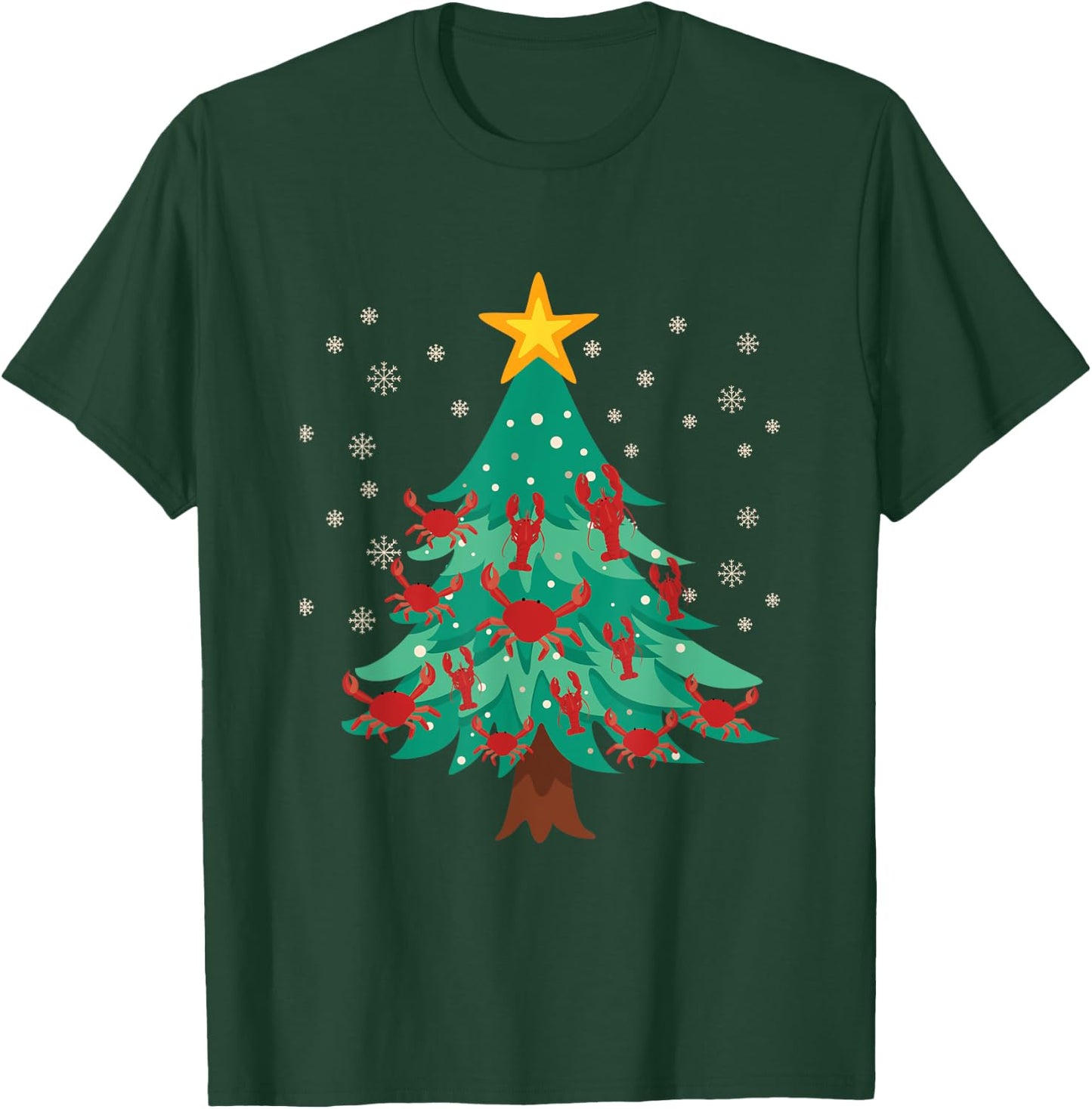 Cajun Louisiana Christmas Lobster Crawfish Merry Crabmas T-Shirt - T-Shirt | Forest