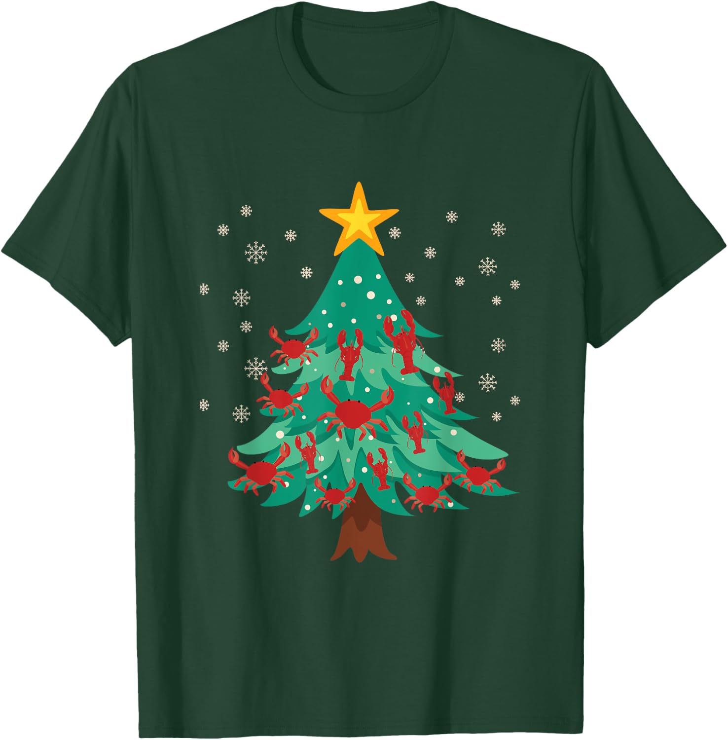 Cajun Louisiana Christmas Lobster Crawfish Merry Crabmas T-Shirt - T-Shirt | Forest