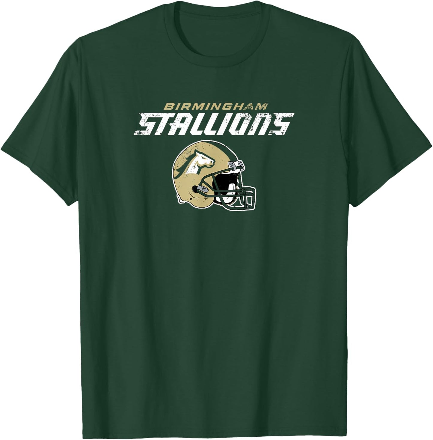 Birmingham Stallions: Vintage Helmet T-Shirt - T-Shirt | Forest