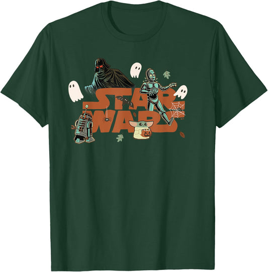 Star Wars Logo Grogu Darth Vader R2-D2 C-3PO Fall Halloween T-Shirt - T-Shirt | Forest