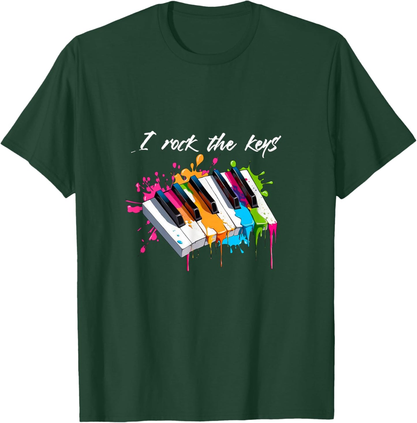 with "I Rock the Keys" Musician Keyboard Piano, black T-Shirt - T-Shirt | Forest
