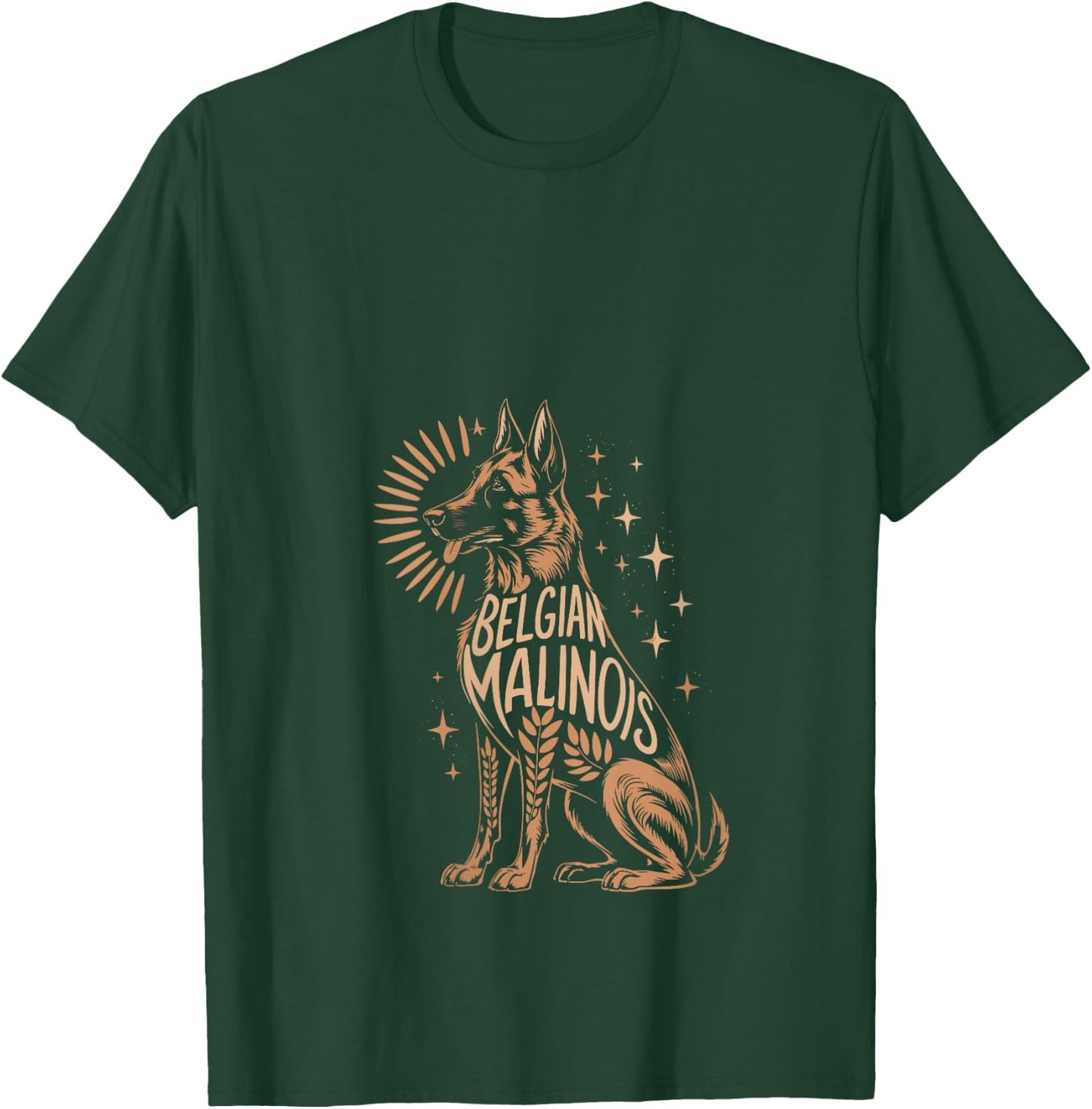 Floral Whimsical Belgian Malinois Belgian Shepherd Mally V-Neck T-Shirt - T-Shirt | Forest