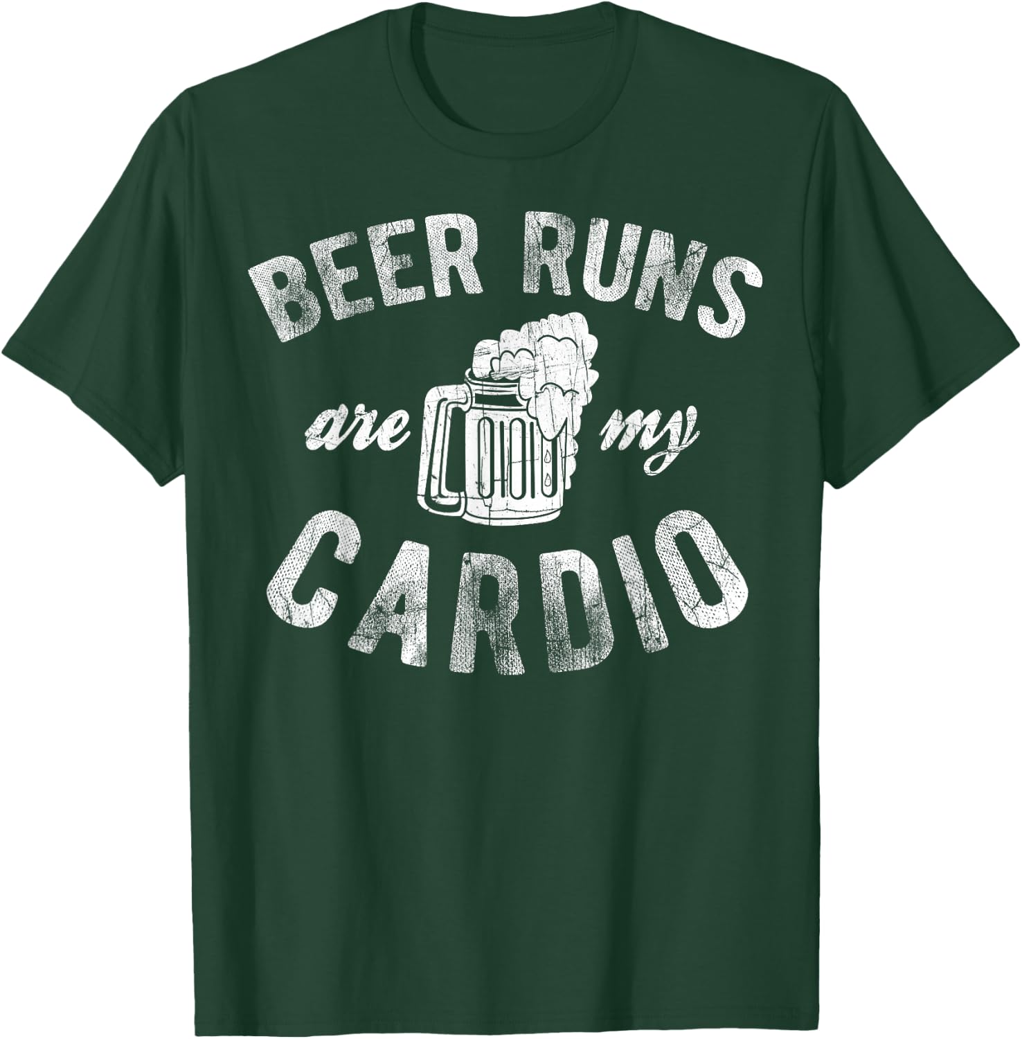 Beer Runs Are My Cardio Mug With Foam Graphic T-Shirt - T-Shirt | Forest
