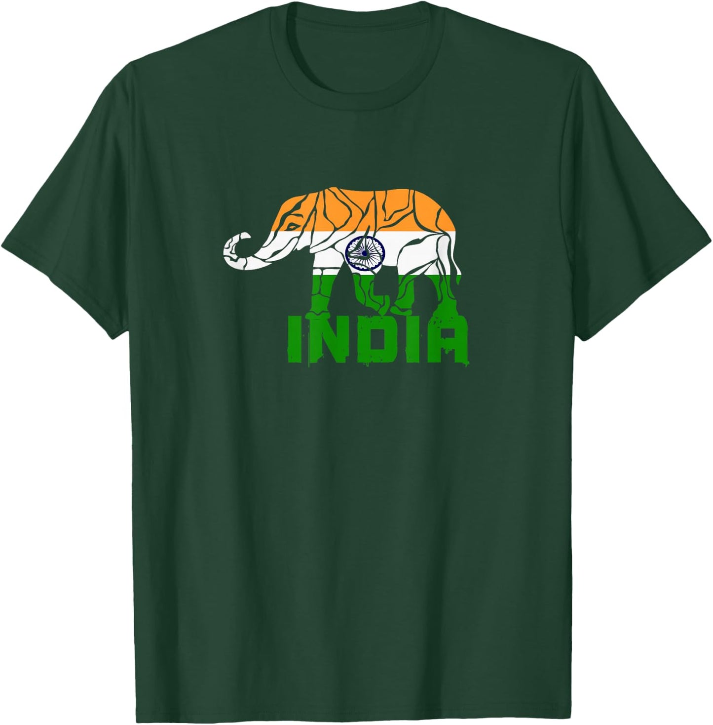Indian elephant with national colours and national flag gift T-Shirt - T-Shirt | Forest