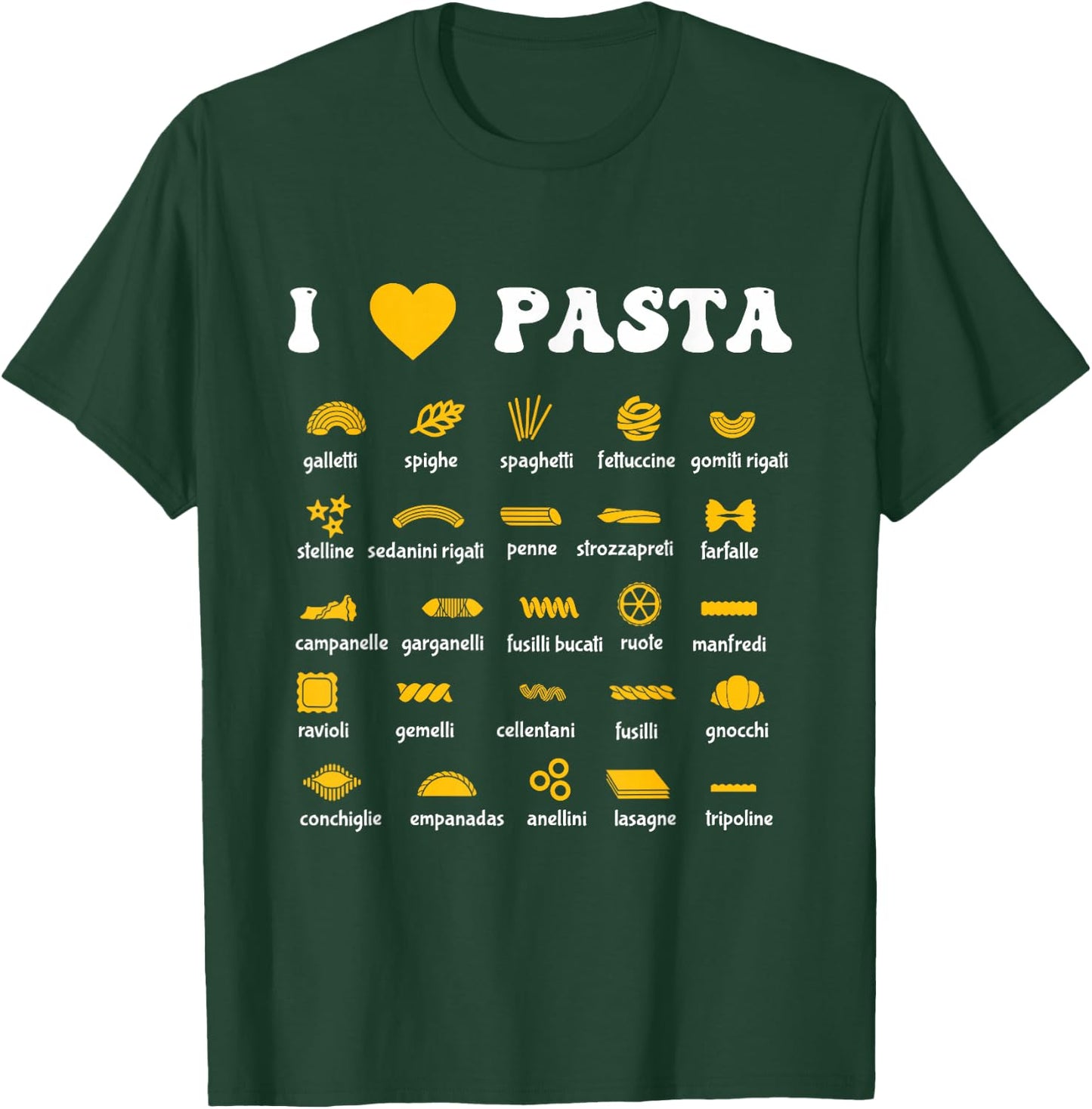 Pasta Varieties Spaghetti Noodles Italy Gift Pasta , black, s T-Shirt - T-Shirt | Forest