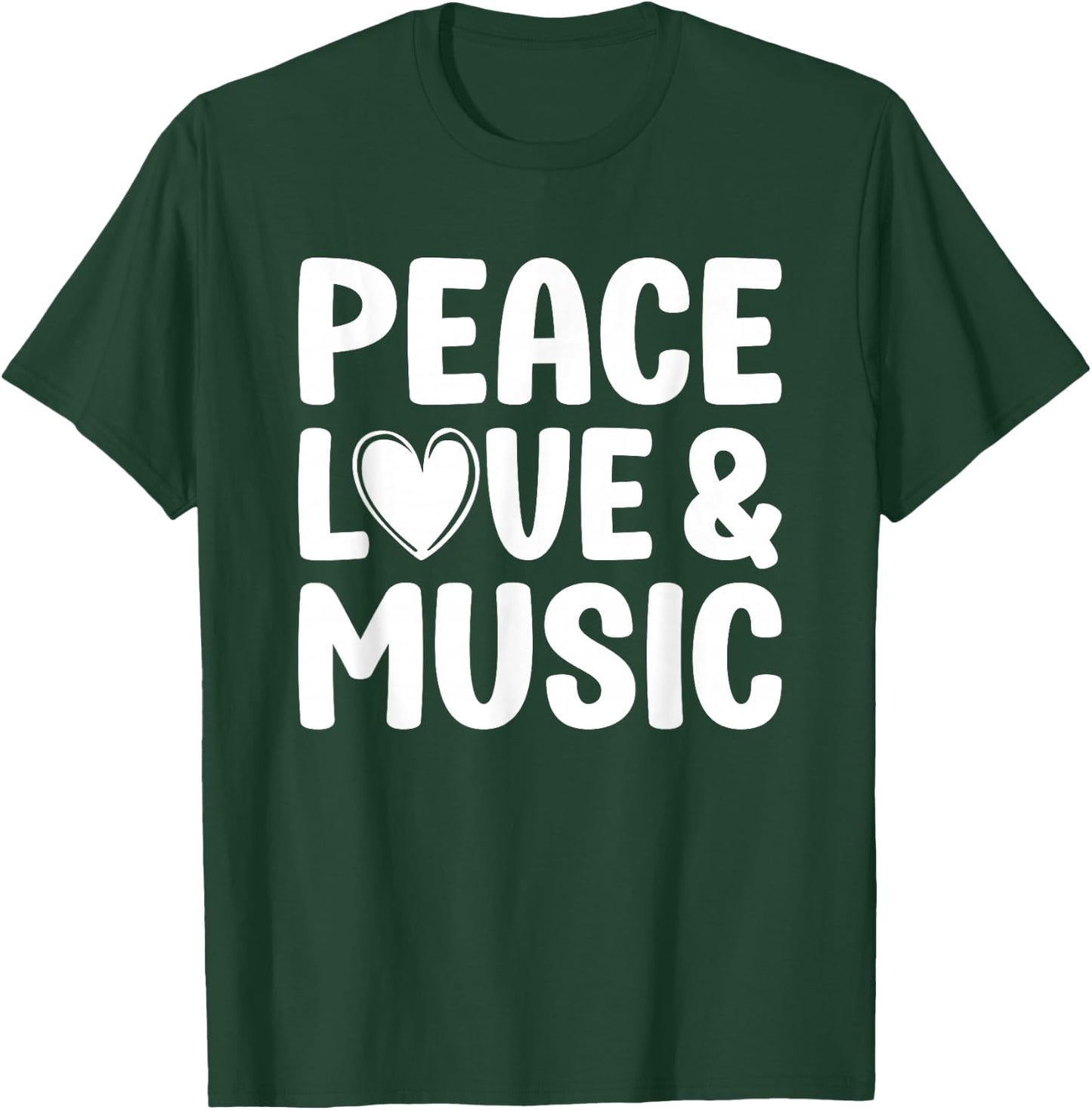 Peace Love and Music for Music Teachers and Music Fans, -Adults, Black, Small T-Shirt - T-Shirt | Forest