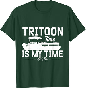 Tritoon Time is My Time Pontoon Captain Tritoon Owner T-Shirt - T-Shirt | Forest