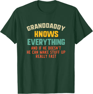 Granddaddy Knows Everything Vintage Grandpa Funny T-Shirt - T-Shirt | Forest