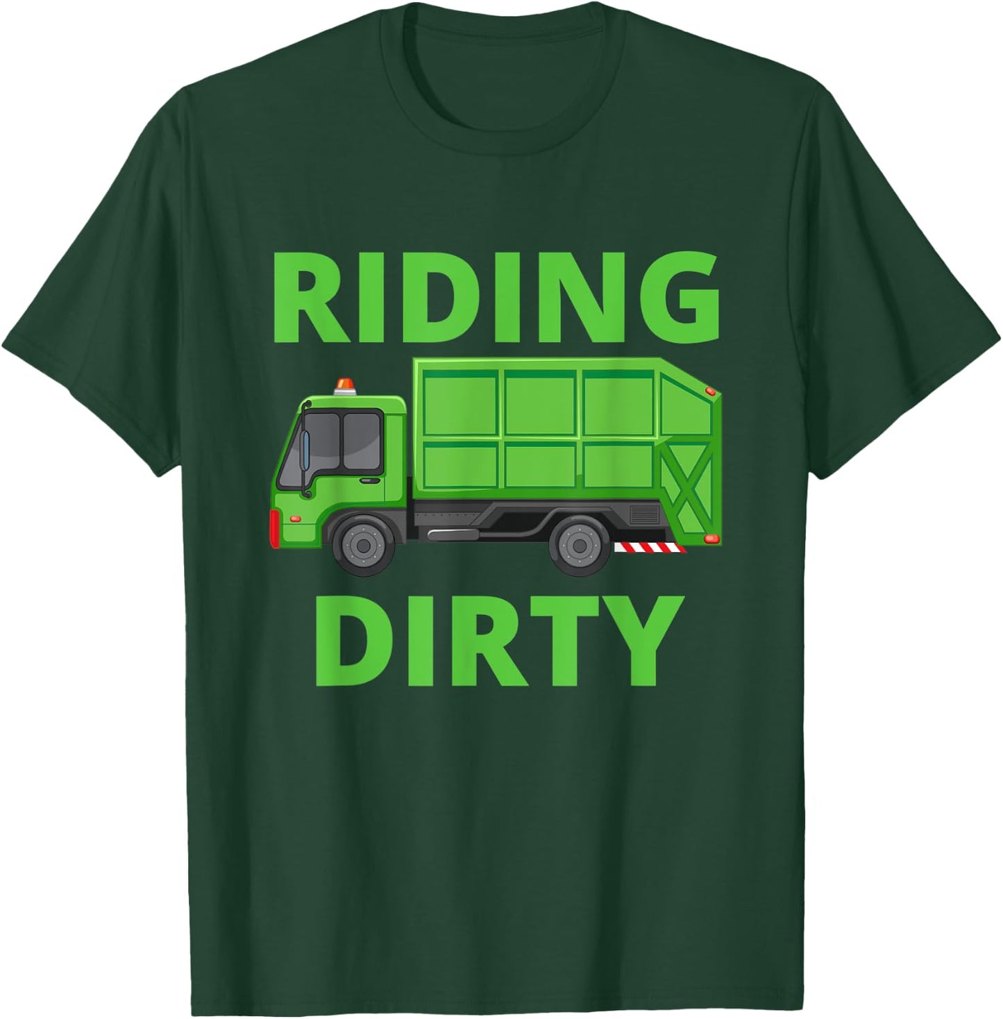 Recycling Trash Garbage Truck Kids Men Riding Dirty T-Shirt - T-Shirt | Forest