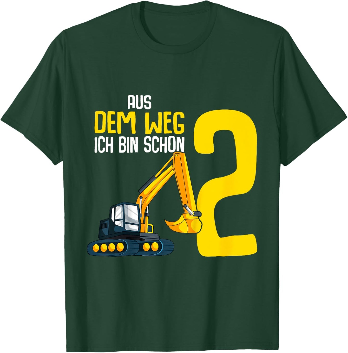 Kids 2nd Birthday Digger Digger Driver 2 Years Kids Boy , black T-Shirt - T-Shirt | Forest