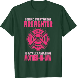 Firefighter Mother-In-Law - Support Daughter or Son-In-Law T-Shirt - T-Shirt | Forest