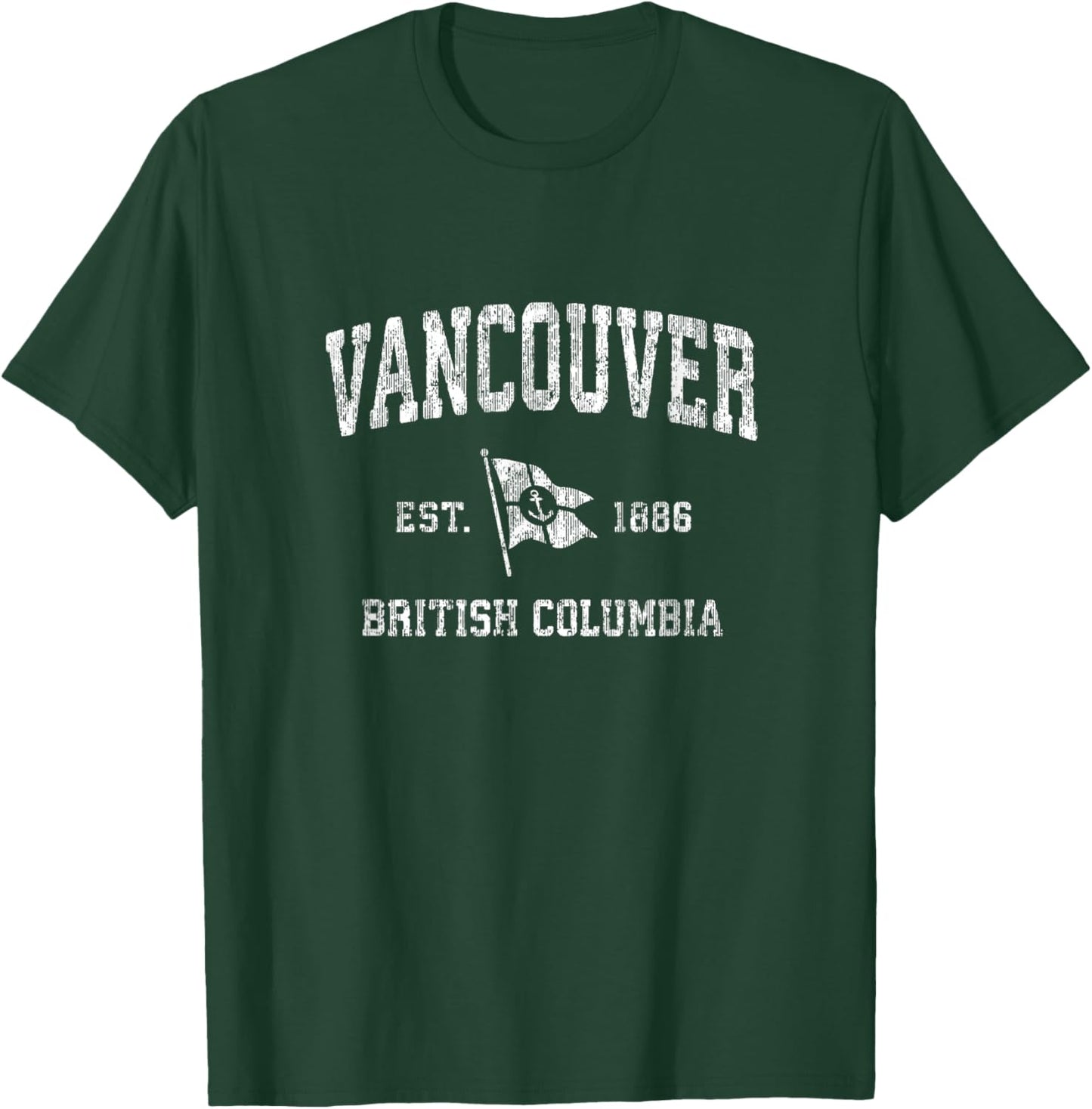 Vancouver British Columbia BC Vintage Boat Anchor Flag T-Shirt - T-Shirt | Forest