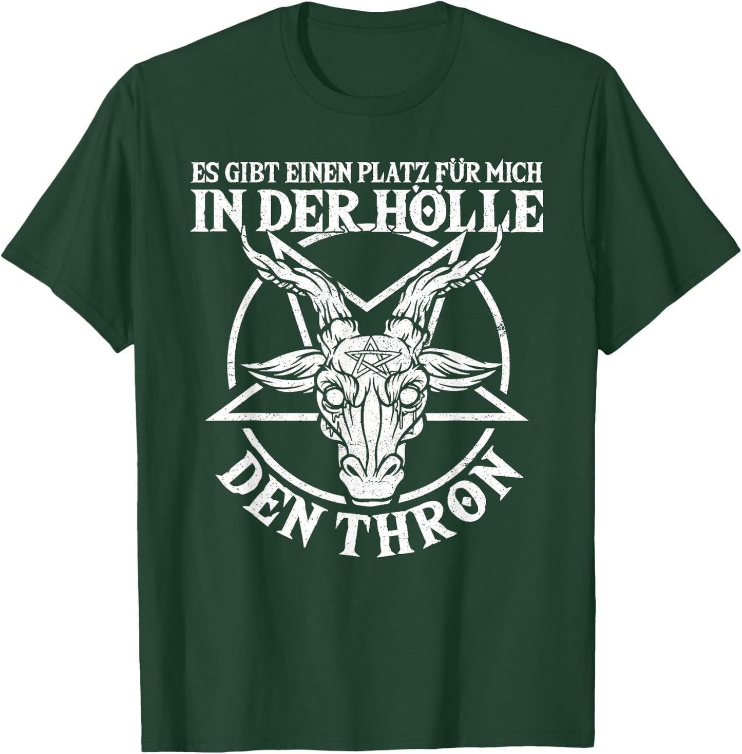 Baphomet & Satan with German Text "Platz In Der Hölle", Occult & Gothic, black, s T-Shirt - T-Shirt | Forest