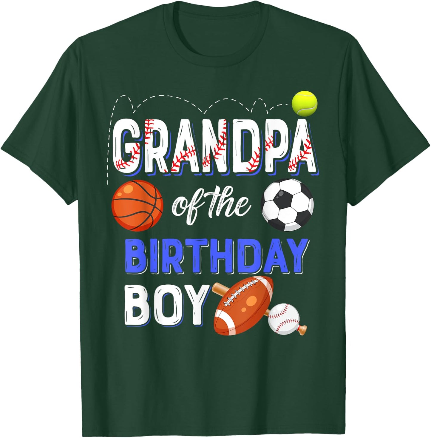 Grandpa Of The Birthday Boy Sports 1st Family Matching Party T-Shirt - T-Shirt | Forest