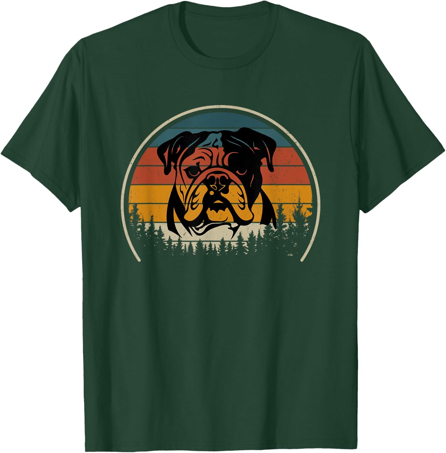 English Bulldog Retro T-Shirt - T-Shirt | Forest