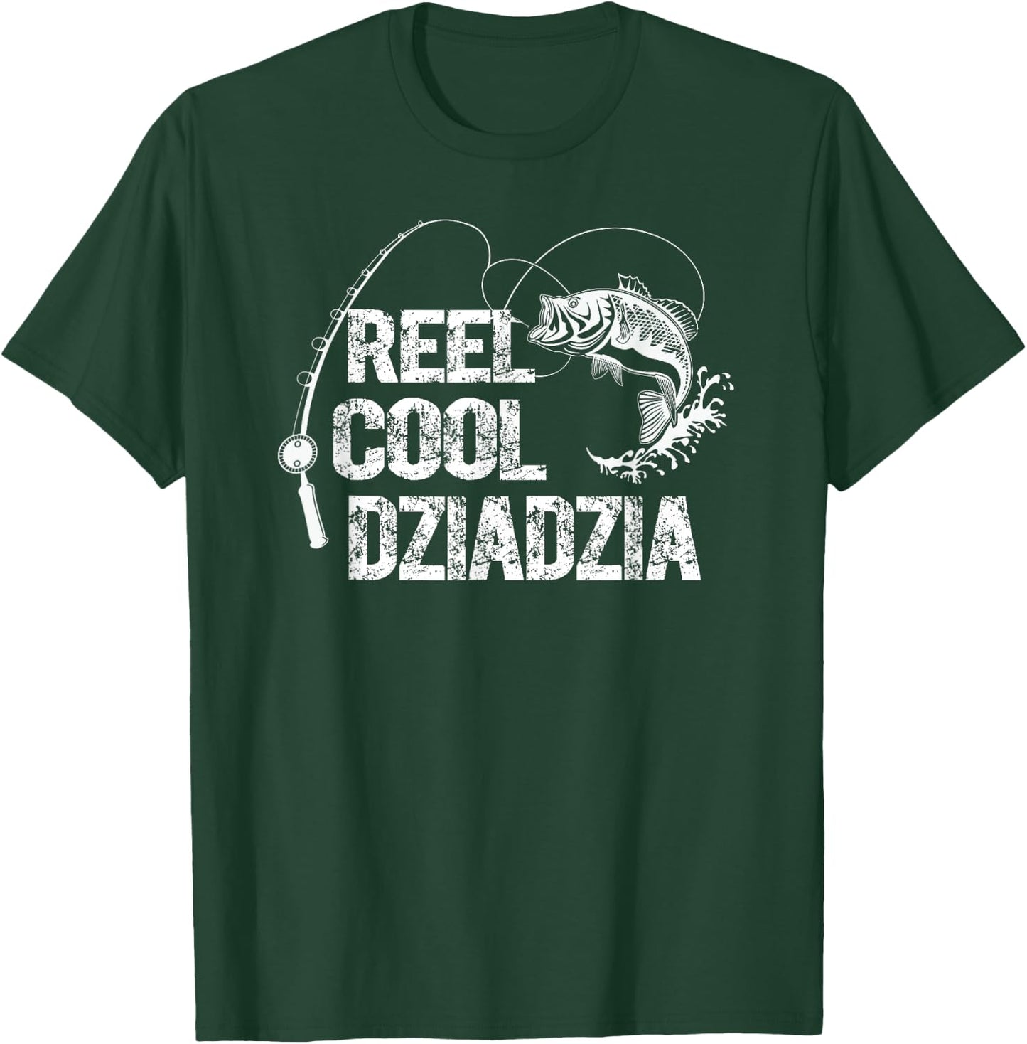 Reel Cool Dziadzia Design with Fish and Fishing Rod Grandpa T-Shirt - T-Shirt | Forest