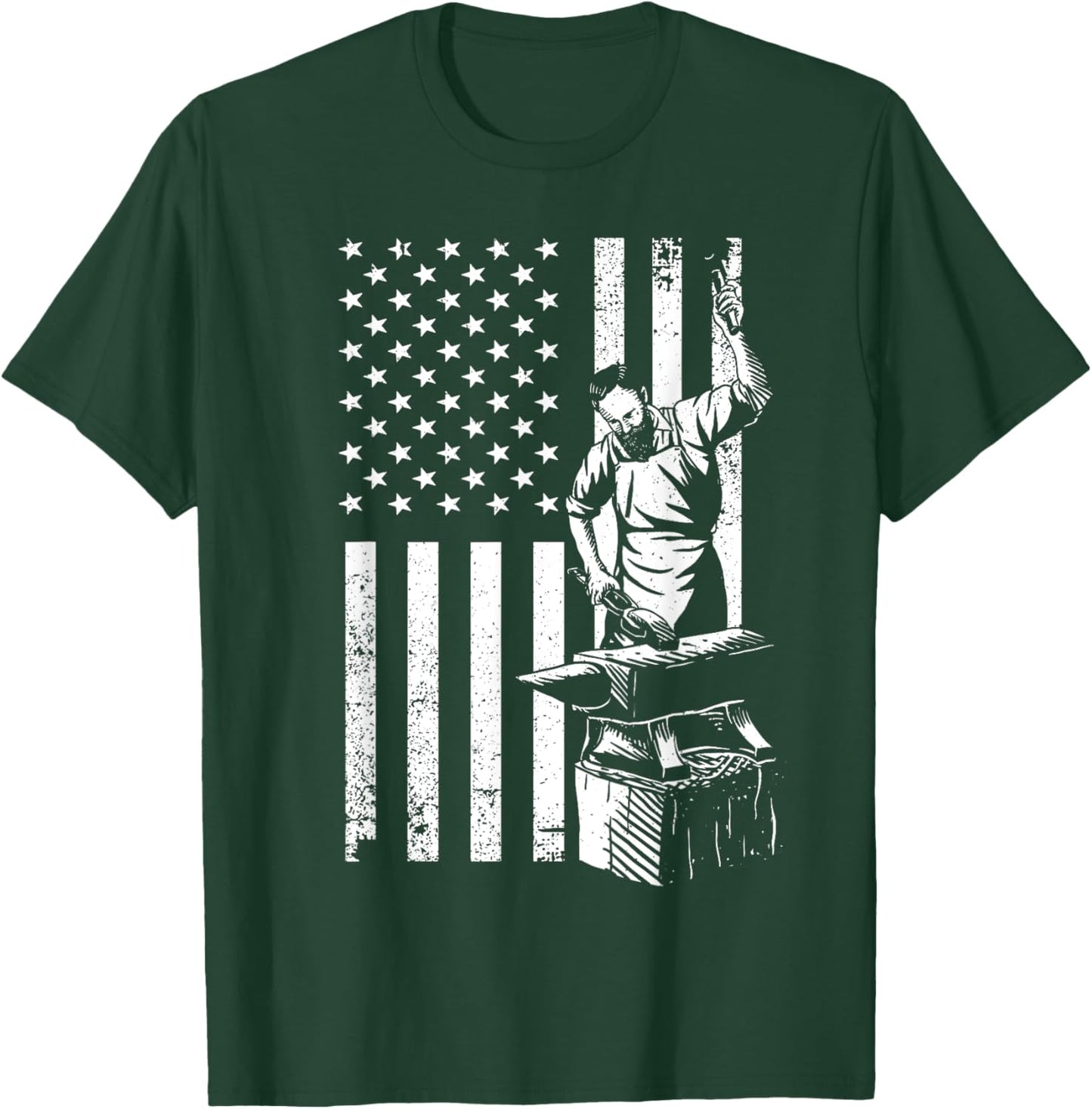 Cool US Flag Blacksmith Art Women Blacksmith Forging T-Shirt - T-Shirt | Forest