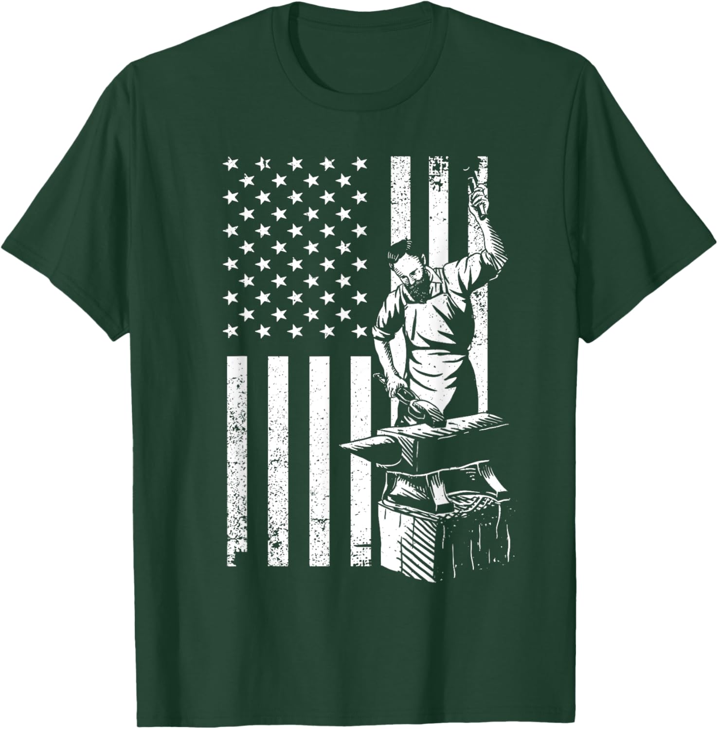 Cool US Flag Blacksmith Art Women Blacksmith Forging T-Shirt - T-Shirt | Forest
