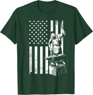 Cool US Flag Blacksmith Art Women Blacksmith Forging T-Shirt - T-Shirt | Forest