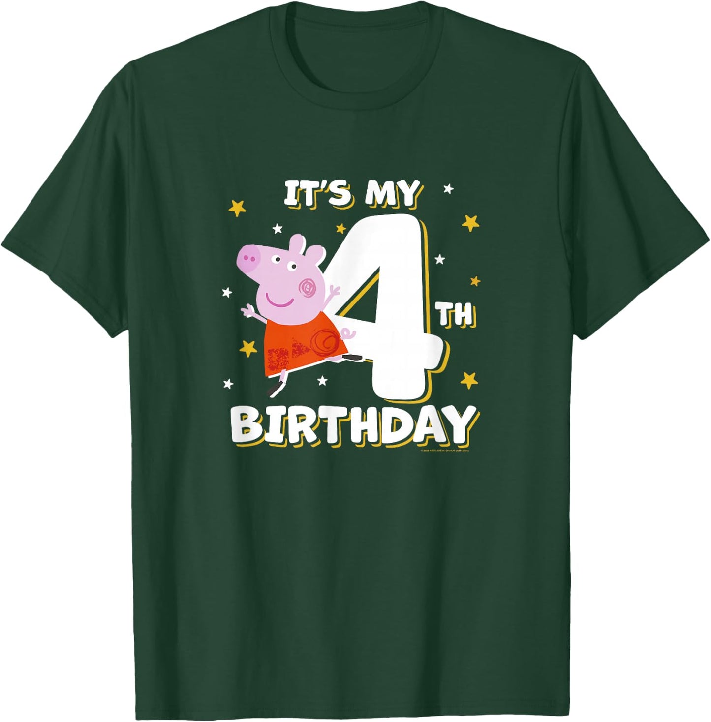 Peppa Pig It's My 4th Birthday Holiday Stars Celebration T-Shirt - T-Shirt | Forest