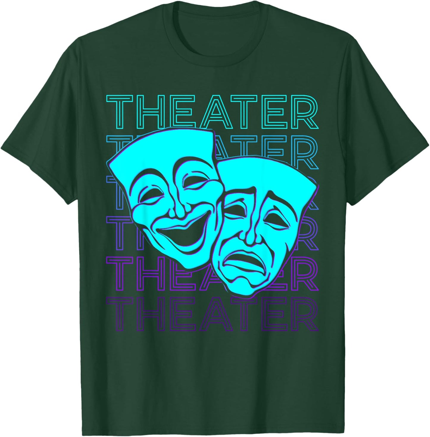 Theatermasken Retro T-Shirt - T-Shirt | Forest