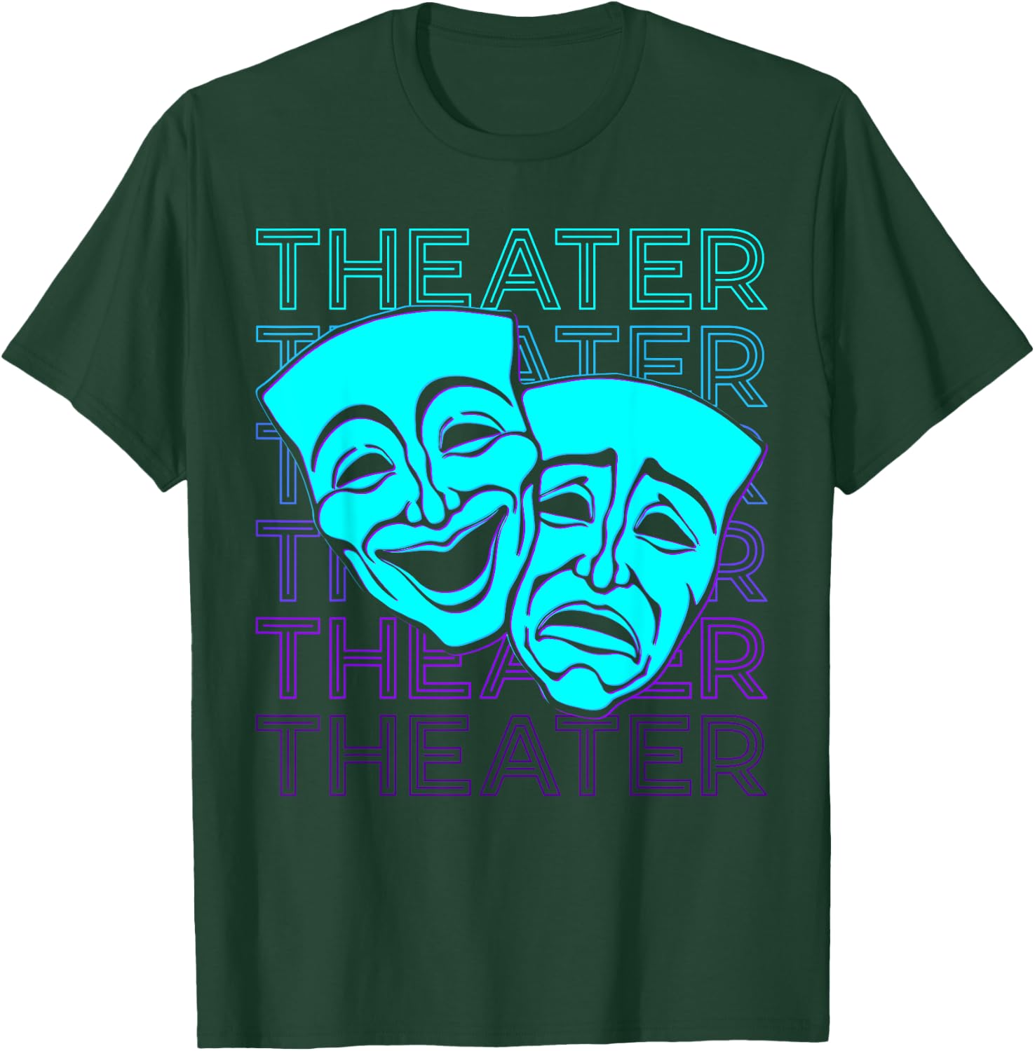 Theatermasken Retro T-Shirt - T-Shirt | Forest