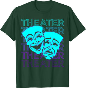 Theatermasken Retro T-Shirt - T-Shirt | Forest
