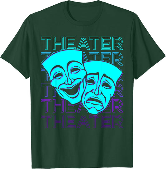 Theatermasken Retro T-Shirt - T-Shirt | Forest