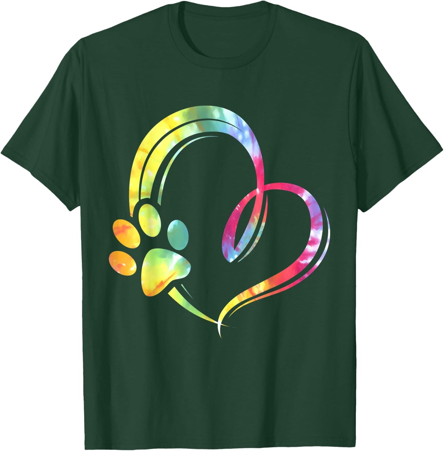 Watercolored Paw and Heart Design Dog Lover Women T-Shirt - T-Shirt | Forest